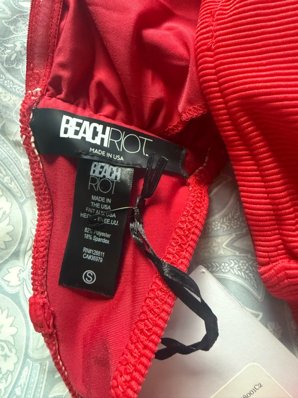 Beach Riot Red Ribbed Bandeau Bikini Set - Picture 4 of 9